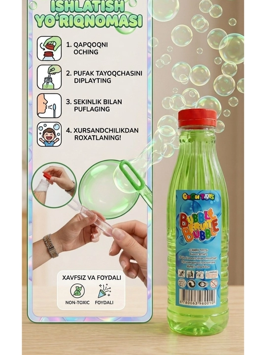 Sovun pufakchalari eritmasi, pistolet va blaster uchun, 500 ml