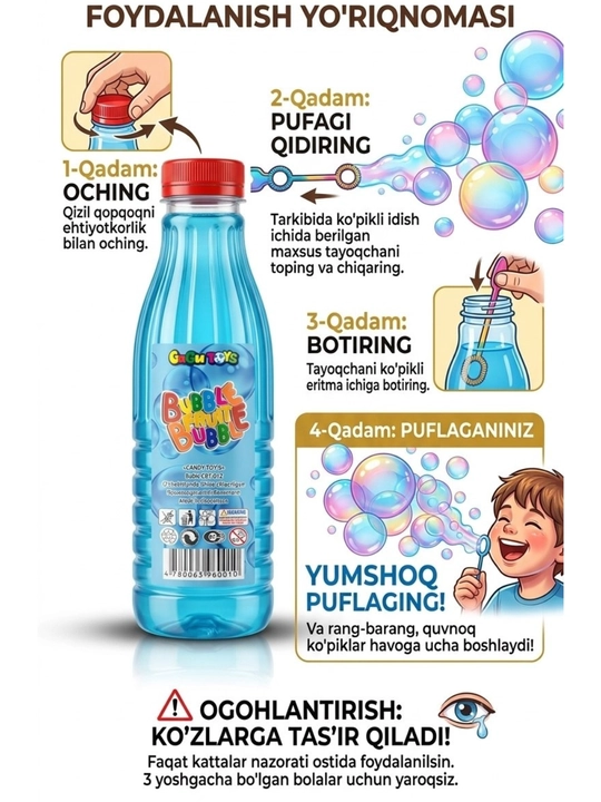Sovun pufakchalari eritmasi, pistolet va blaster uchun, 500 ml