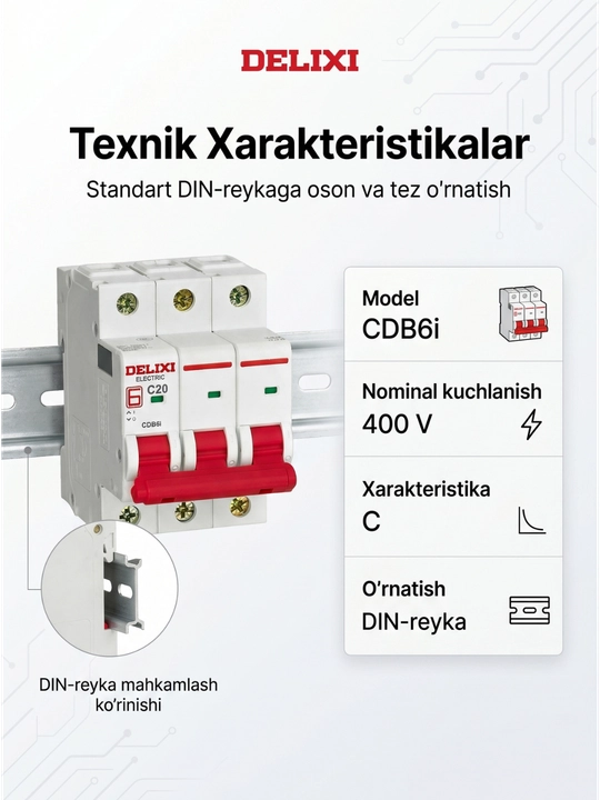 DELIXI CDB6i 3P C avtomatik o‘chirgichi