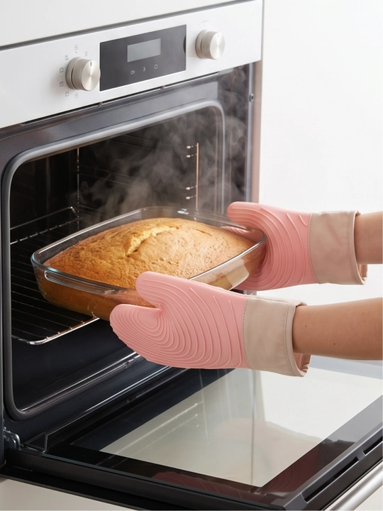 Силиконовые прихватки для кухни термостойкие до 240°C нескользящие  руковыца 2 штуки - 