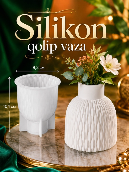 Silikon qolip, gullar uchun guldon, guldon qolipi, gips va smola uchun mold
