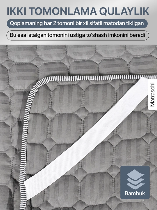 Bambukli matras uchun qoplama namatrasnik, rezinkali matrasga chexol