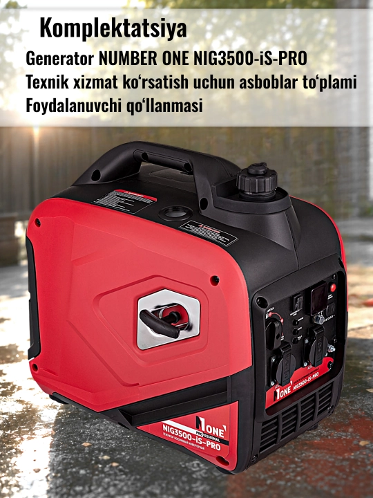 Benzinli invertorli generator bir fazalik NUMBER ONE NIG3500-iS-PRO max 3.0 kVt