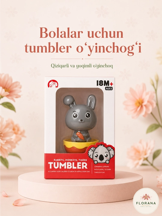 Игрушка Tumbler — неваляшка-зверёк, прекрасный подарок для малышей , 18 мес+