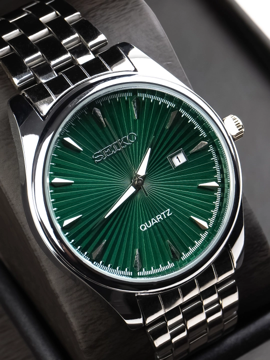 Erkaklar soati Seiko uslubida kvars, metall brasletli