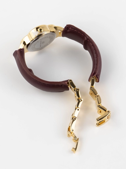 Ayollar soati Van Cleef uslubida, eko charm kamarli