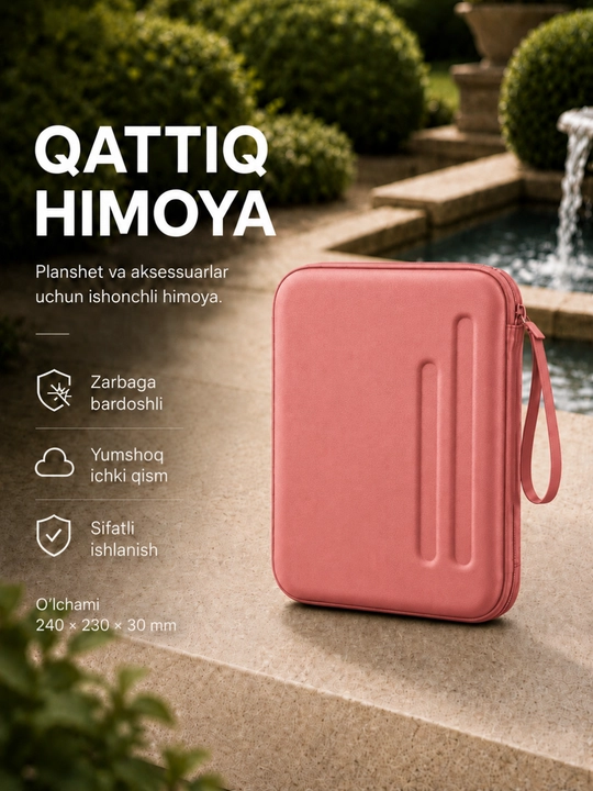 10 dyuymli planshet va aksessuarlar uchun qattiq himoya g‘ilof-sumkasi