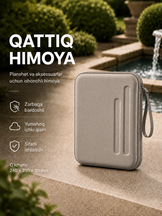10 dyuymli planshet va aksessuarlar uchun qattiq himoya g‘ilof-sumkasi