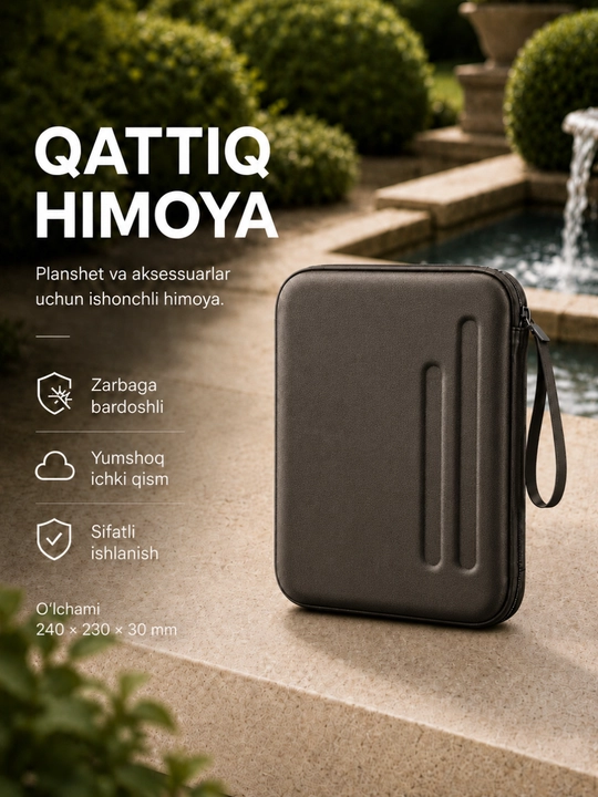 10 dyuymli planshet va aksessuarlar uchun qattiq himoya g‘ilof-sumkasi