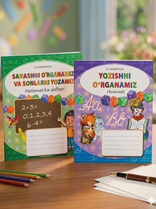 "Yozishni, sanashni va sonlarni o‘rganamiz" - bolalar uchun 2+1 to‘plam (O‘zbek, Rus, Ing) - 