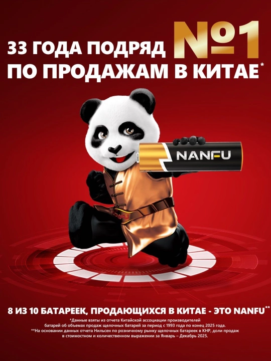 Nanfu Батарейка AAA/AA, L (щелочной) тип, 1,5 В, 4 шт