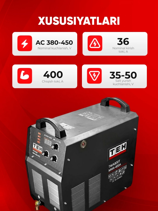 Payvandlash apparati TEH TWA800T-MMA400A
