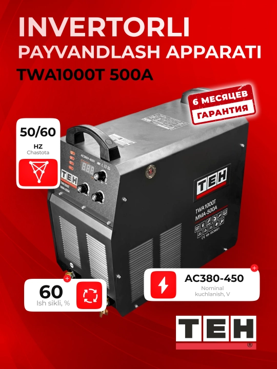 Inver torli payvandlash apparati TEH TWA1000T-MMA500A