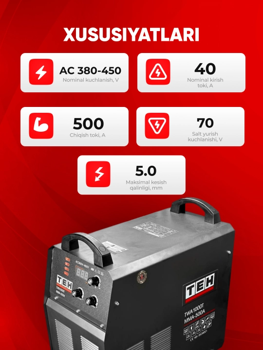 Inver torli payvandlash apparati TEH TWA1000T-MMA500A