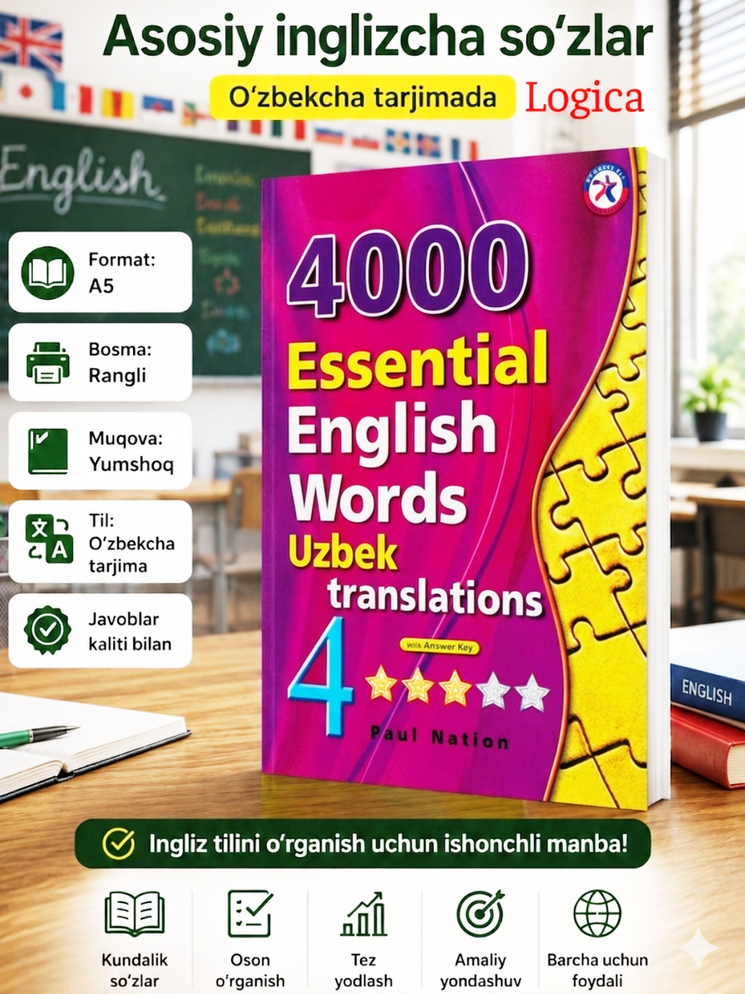 4000 essential english words 1, 2, 3, 4, 5, 6, Uzbek translations - 