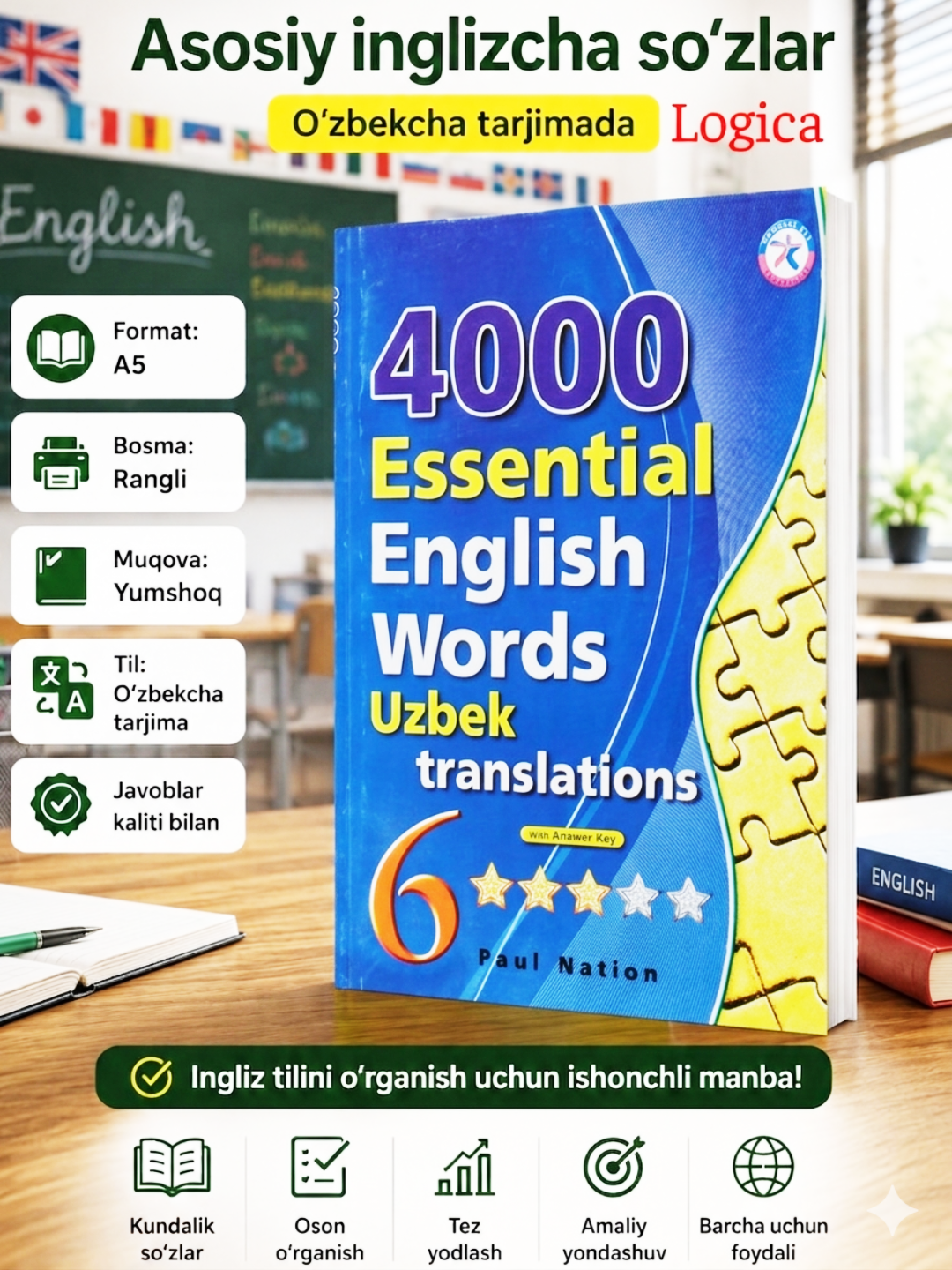 4000 essential english words 1, 2, 3, 4, 5, 6, Uzbek translations - 