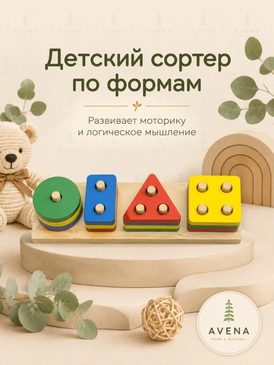 Yog'och geometrik shakllar sorteri — bolalar uchun rivojlantiruvchi o'yinchoq