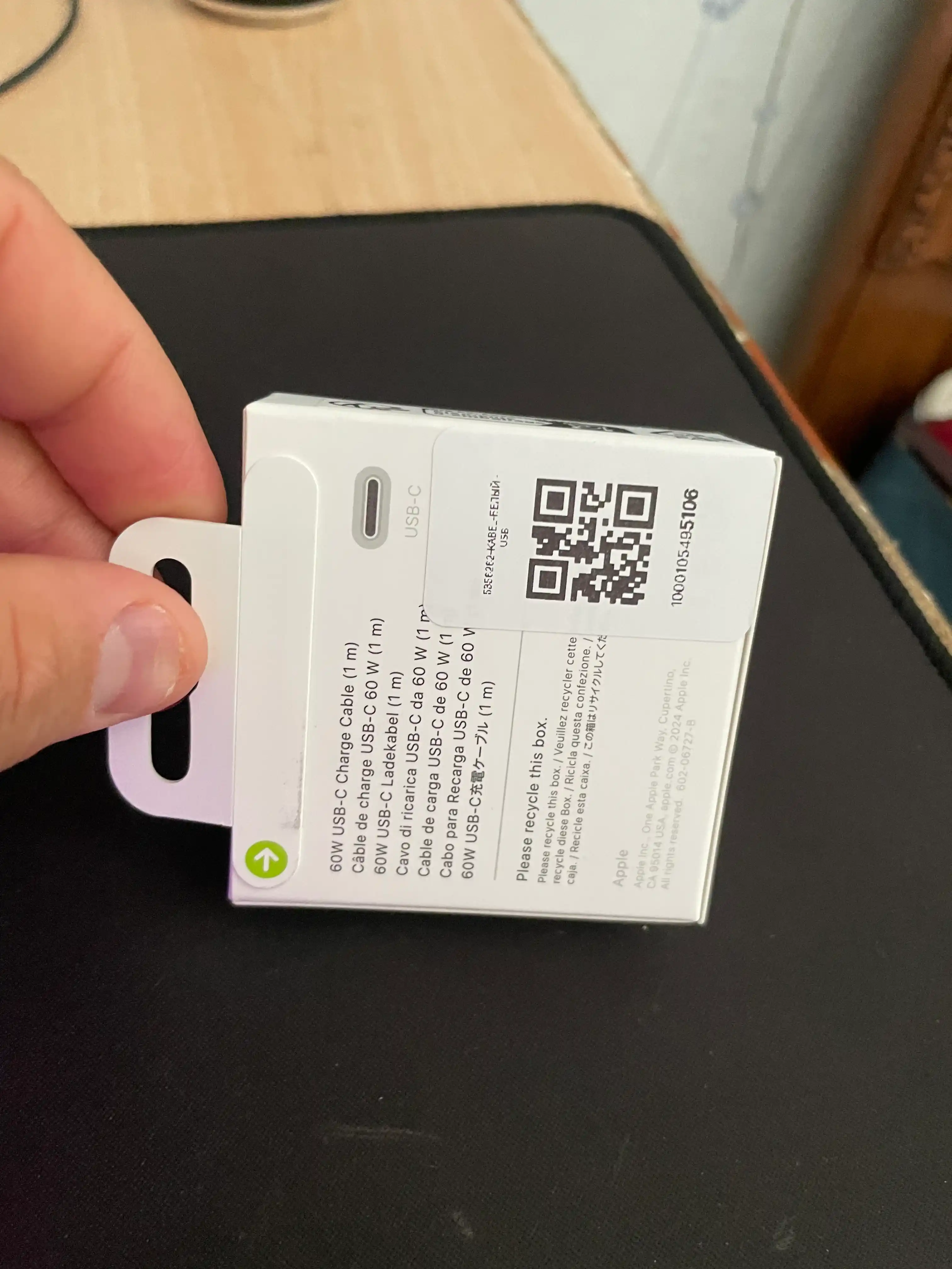Кабель быстрой зарядки, USB Type-C, 60 Вт, прочный, 1 м