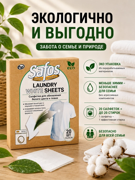 Safos Laundry Sheets - салфетки для восстановления и защиты цвета одежды