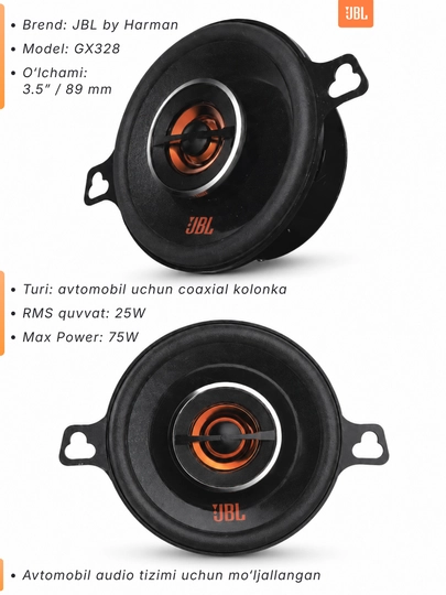 Автомобильные колонки JBL GX328, 3.5 дюйма, 2 шт, 25 Вт RMS