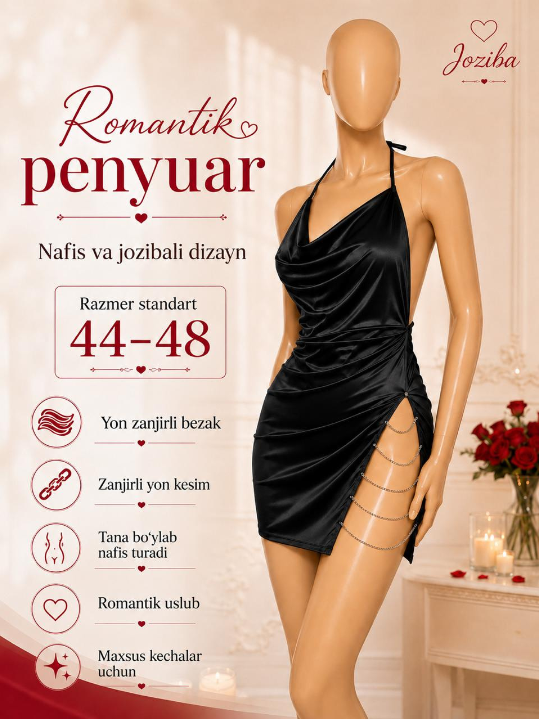 Ayollar penyuari, yon qirqimli va zanjirli, 44-48 o‘lcham