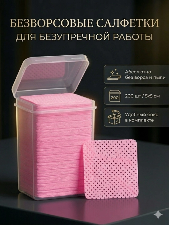 Салфетки безворсовые для снятия гель лака,200 шт,ватные диски без ворса, спонжики, подушки - 