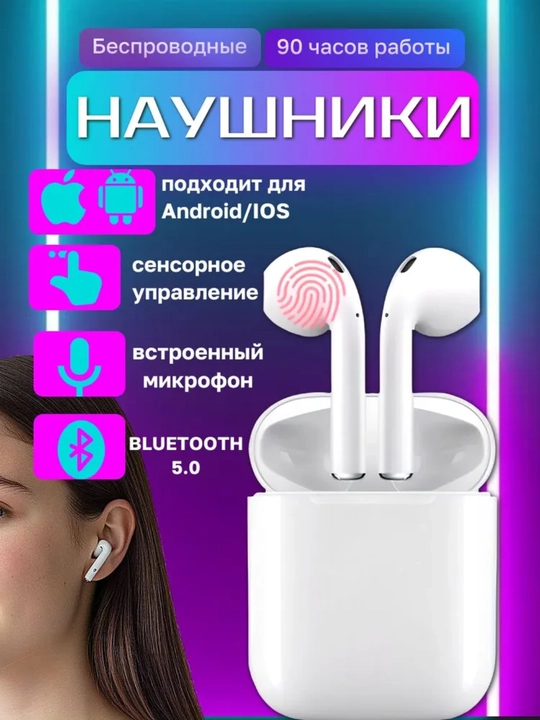 Беспроводные сенсорные наушники TWS i15, с микрофоном и кейсом, Bluetooth 5.0 - 