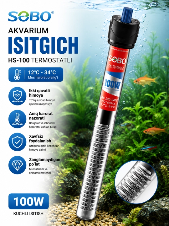 Akvarium uchun suv isitgich termostat baliqlar uchun harorat nazorati - 