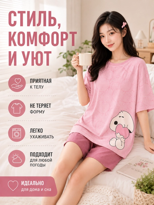 Ayollar va qizlar uchun pijama, ikki baho, uy uchun futbolka va shortik
