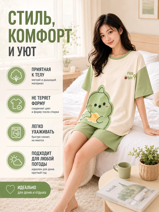 Ayollar va qizlar uchun pijama, ikki baho, uy uchun futbolka va shortik