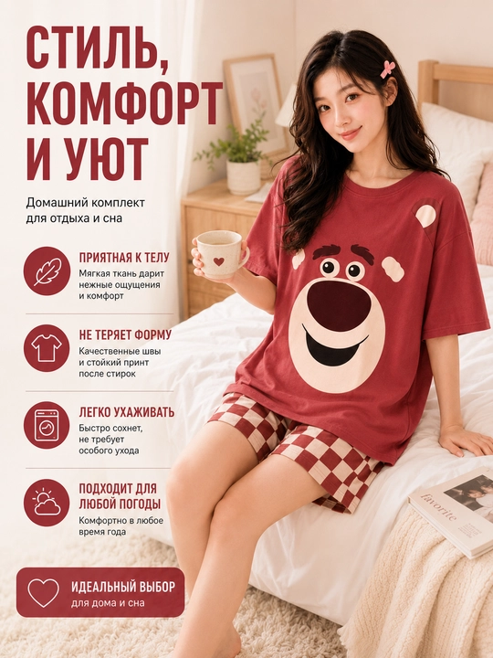 Ayollar va qizlar uchun pijama, ikki baho, uy uchun futbolka va shortik