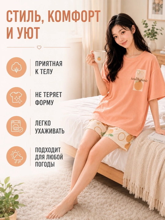 Ayollar va qizlar uchun pijama, ikki baho, uy uchun futbolka va shortik