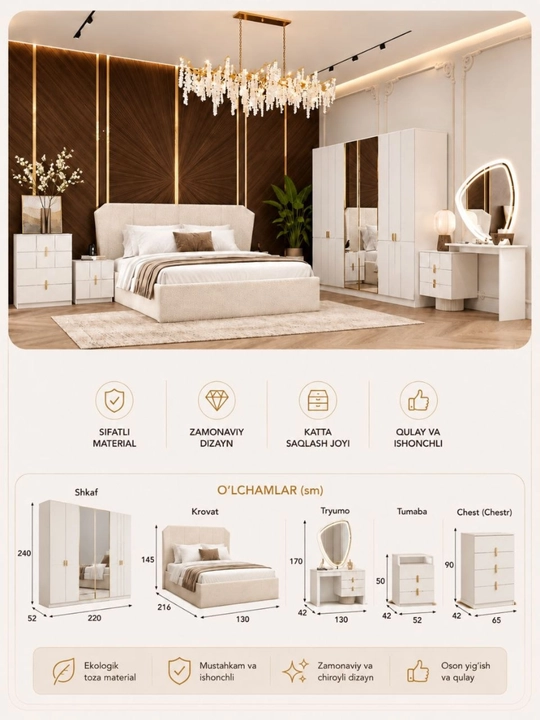 Premium Yotoqxona Mebel To‘plami - 
