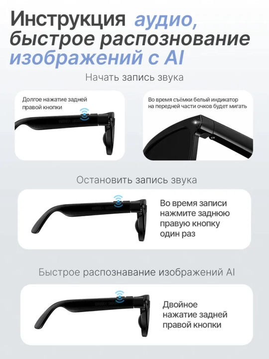 Очки Hey Glasses – камера 8 Мп, 3 линзы, Wi-Fi, Sound Guide Tube