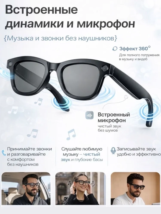 Очки Hey Glasses – камера 8 Мп, 3 линзы, Wi-Fi, Sound Guide Tube