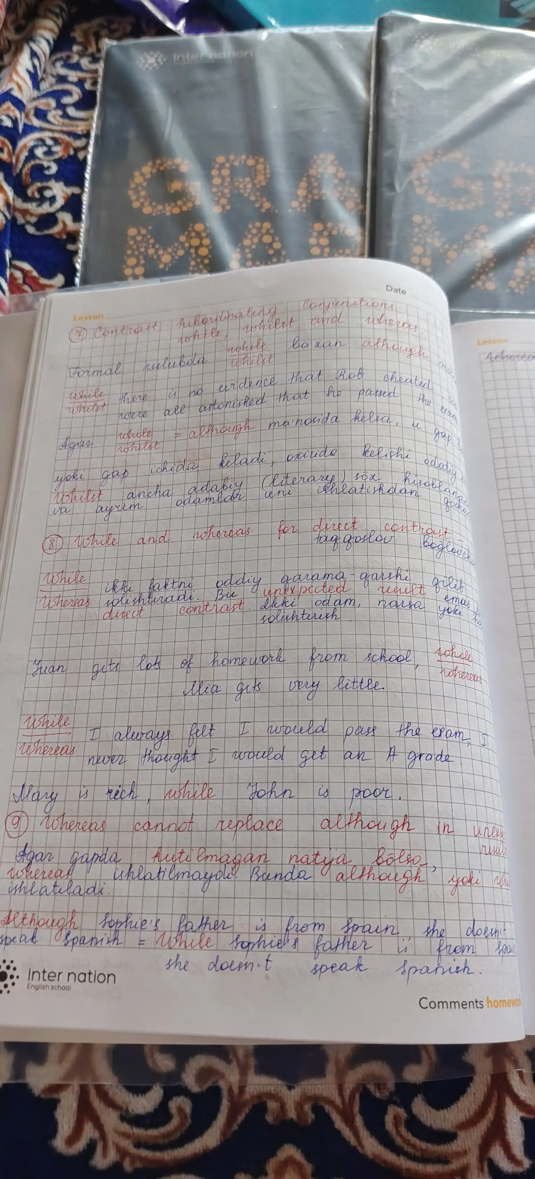 INTER NATION Grammar Copybook A4 daftar, 48 bet, katakli, zich melovka muqovali