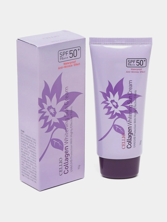 Солнцезащитный крем для лица Cellio Collagen Whitening Sun Cream SPF50+ PA+++, 70 мл - 