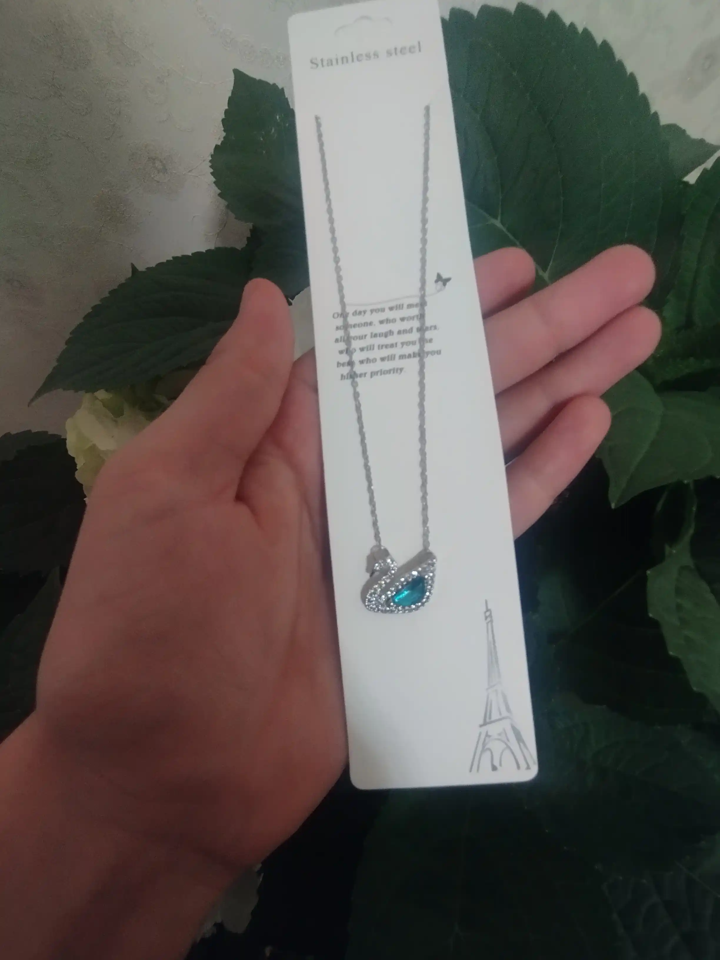 Ayollar uchun zanjir, ayollar aksessuarlari, bijuteriyalar, oqqush shaklida SWAROVSKI