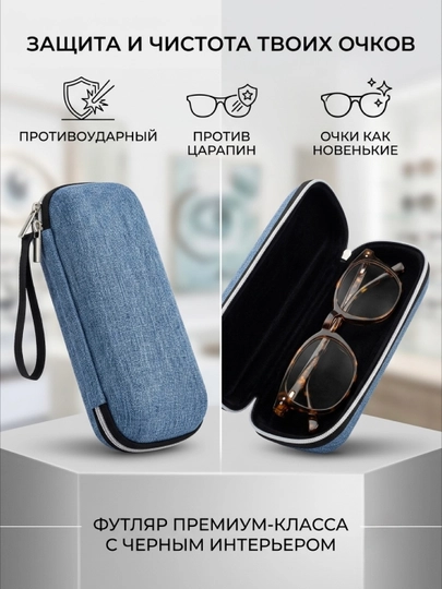 Противоударный жесткий футляр для очков — COCOJEN-4MFUTLR-СИНИЙ