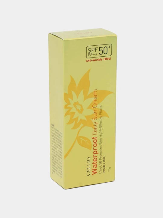 Cellio Waterproof Daily Sun Cream SPF50+ PA+++ quyoshdan himoyalovchi krem, 70 ml