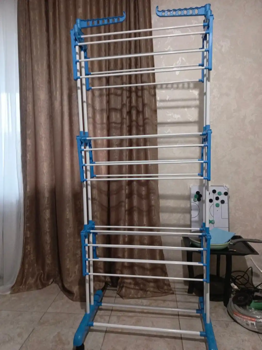 Сушилка для белья напольная, 3-х уровневая на колёсах, металлическая
