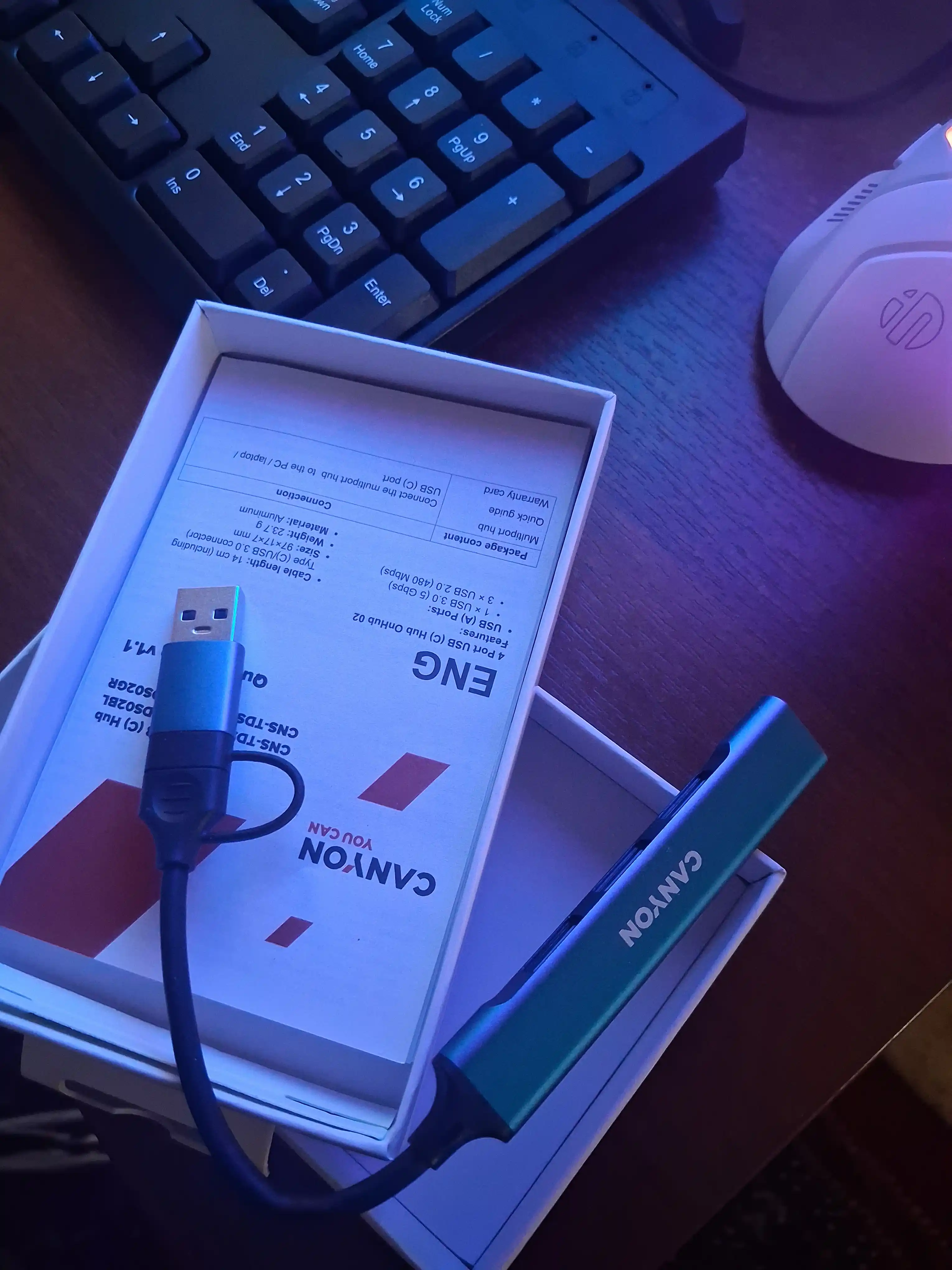 USB hub adapter CANYON DS-02, 4 port USB-Type C