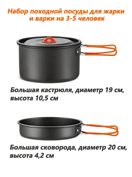 Gofun 2 ta qozon to‘plami: 20cm tova + 19cm qozon, 595g, 3–5 kishilik, sayohatga qulay - 