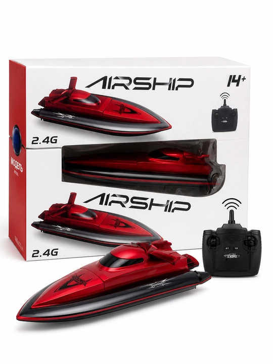 Airship 2.4G masofadan boshqariladigan kater, qizil RC suv kemasi, pultli tezkor qayiq 14+