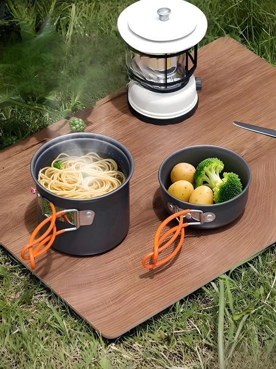 Gofun 2 ta camping idishlar: qozoncha + kosa + setka sumka, 1–2 kishi, 224g