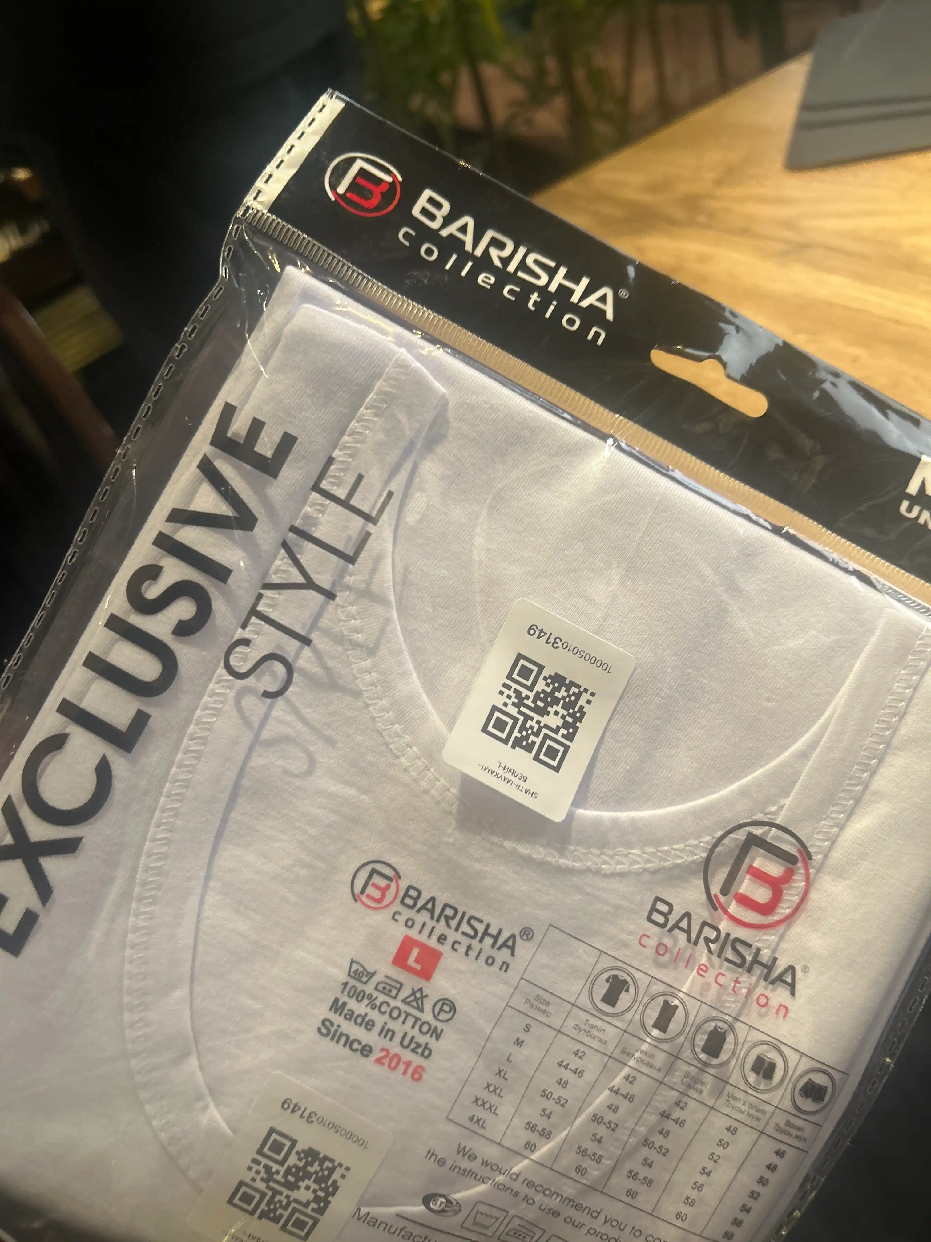 Erkaklar maykasi, ichki kiyim, 100% paxta