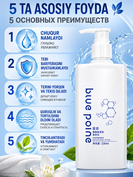 Blue Point Niacinamide Smooth Body Lotion 230 ml – Namlovchi tana losyoni, niatsinamide