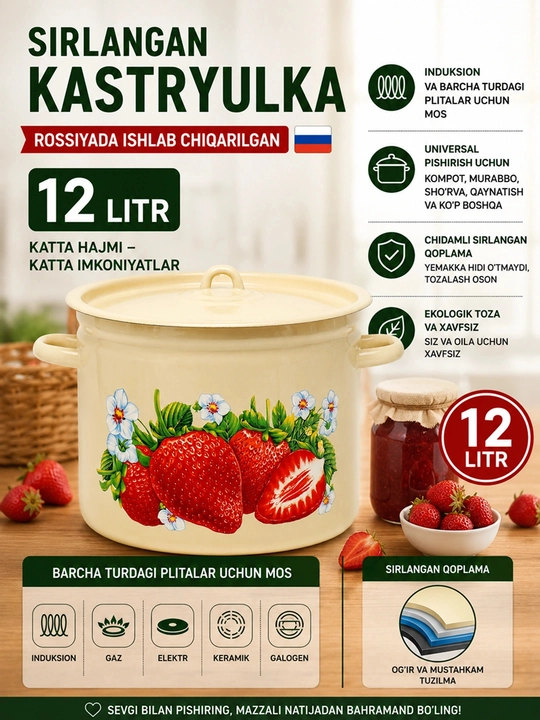 Кастрюля эмалированная 12 л - 