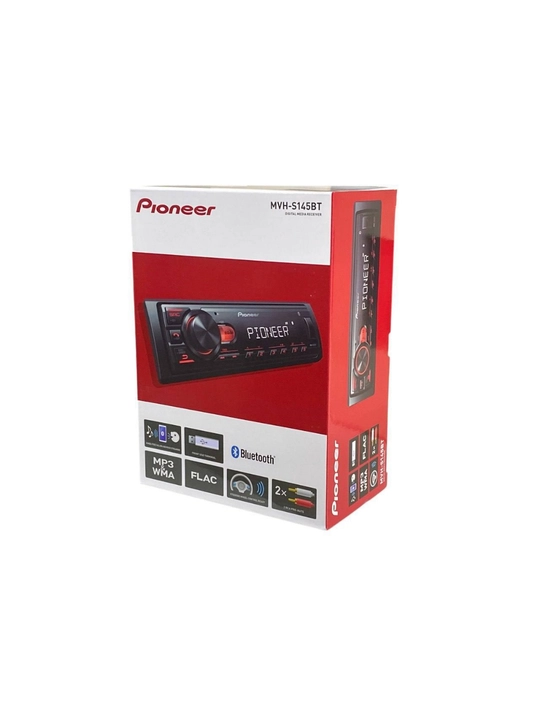 Avtomagnitola PIONEER MVH-S145BT, mashina uchun magnitafon, 1DIN, qora, Bluetooth AUX USB
