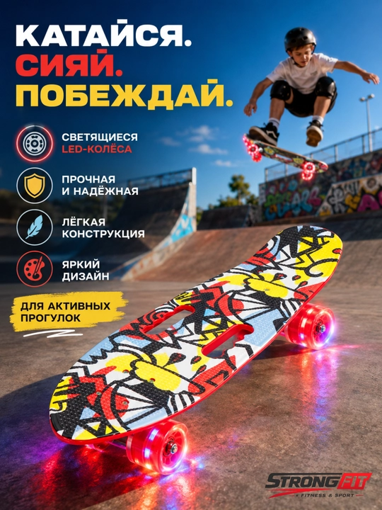 Скейтборд для мальчиков и девочек, пенниборд - 
